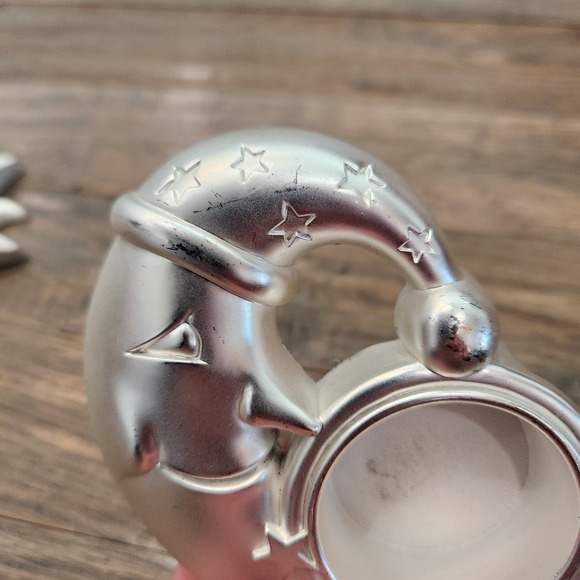 Celestial Moon Sun Tealight Candle Holder Home Decor White Gold Silver Tone 4in - Picture 4 of 10